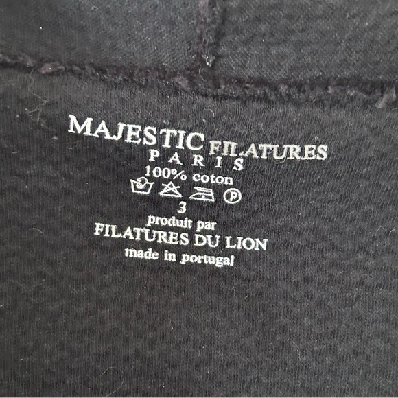 MAJESTIC FILATURES PARIS Women Sleeveless Knit Cardigan 3 Black Gold Pockets - Picture 10 of 10